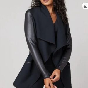 SPANX Black Jacket with Faux Leather Accents